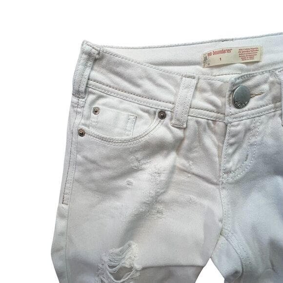 No Boundaries Capris 1 White Distressed Low Rise Denim Junior (W26L19) - Picture 11 of 16